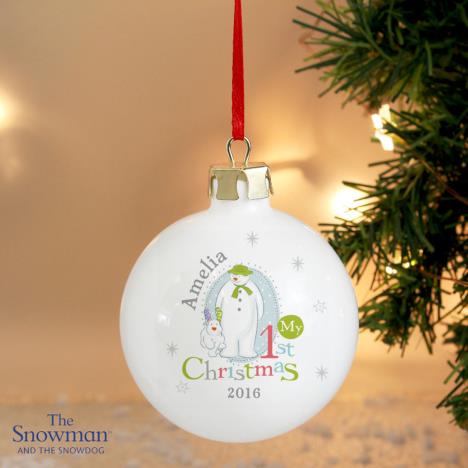 Personalised The Snowman My 1st Christmas Bauble Extra Image 3